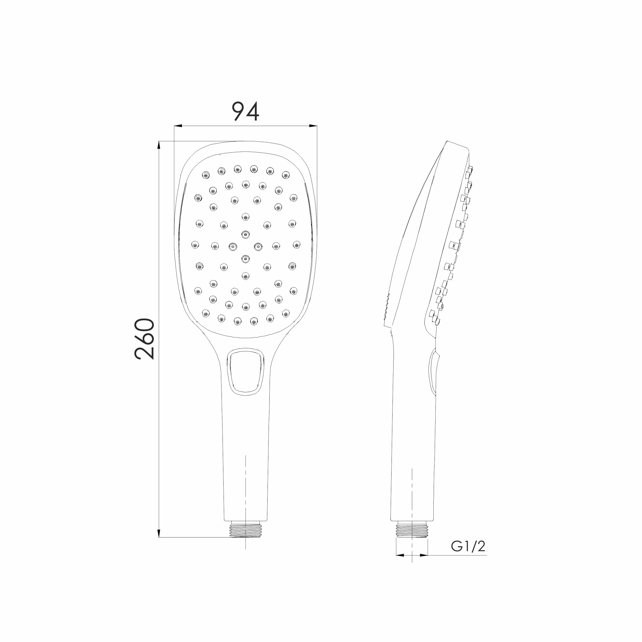 Душ ручний SPR252, 94 мм, 3 режими, кнопковий перемикач, self-clean, ABS, біла кришка, хром