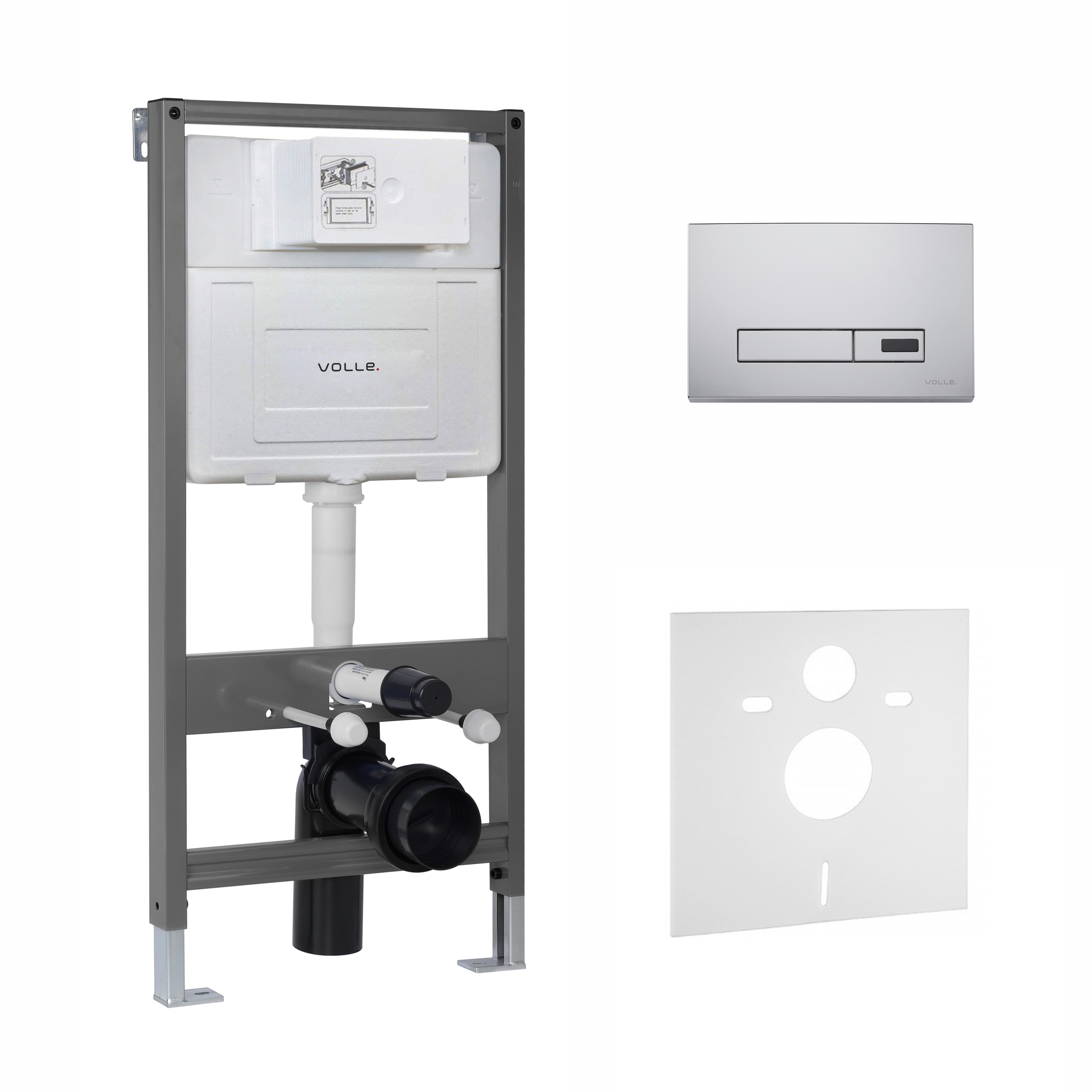 VOLLE MASTER EVO SENSOR комплект інсталяції для унітазу 4в1 (інсталяція, кріплення, прокладка, клавіша LARGO EVO SENSOR cromo)