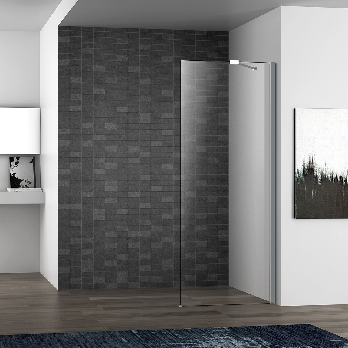 Стінка Walk-In 100*190см, загартоване прозрачне скло 8мм