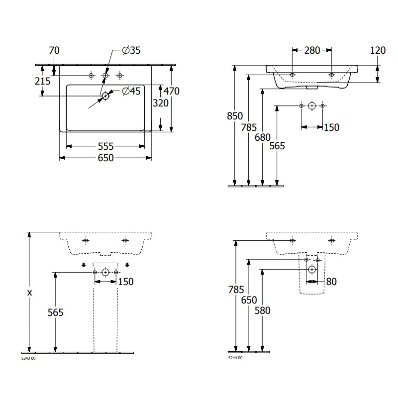 Умивальник VILLEROY & BOCH SUBWAY 3.0 4А706501