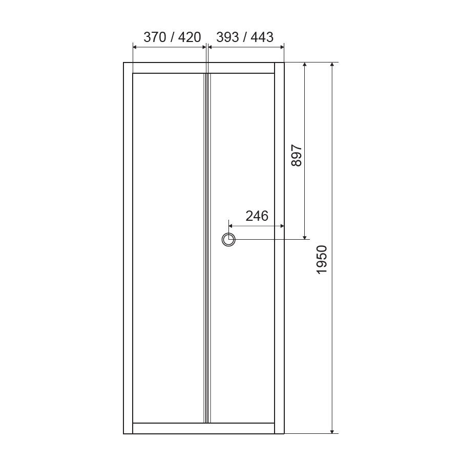 Двері bifold 90*195, профіль хром, скло прозрачне 5мм