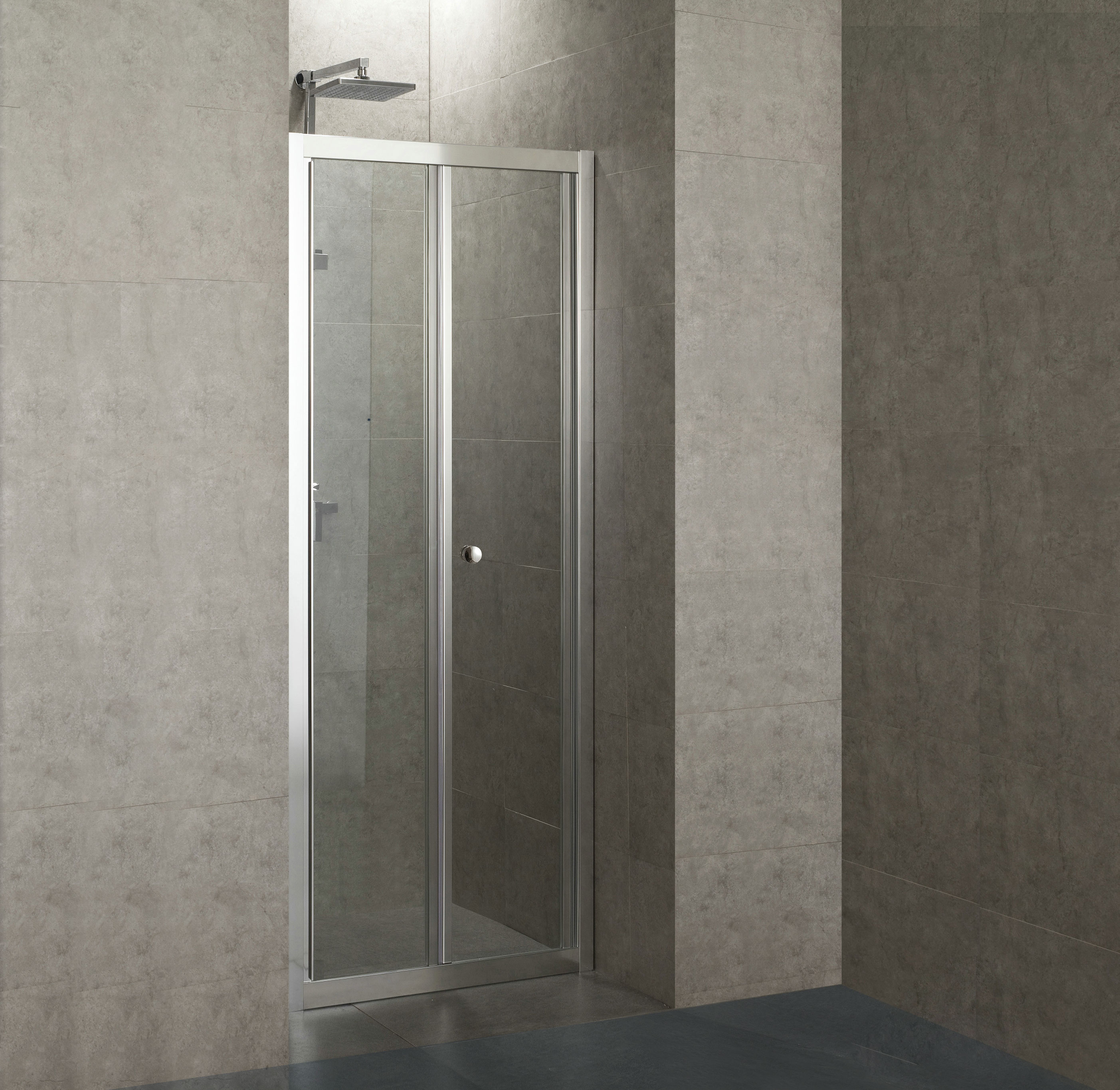 Двері bifold 90*195, профіль хром, скло прозрачне 5мм